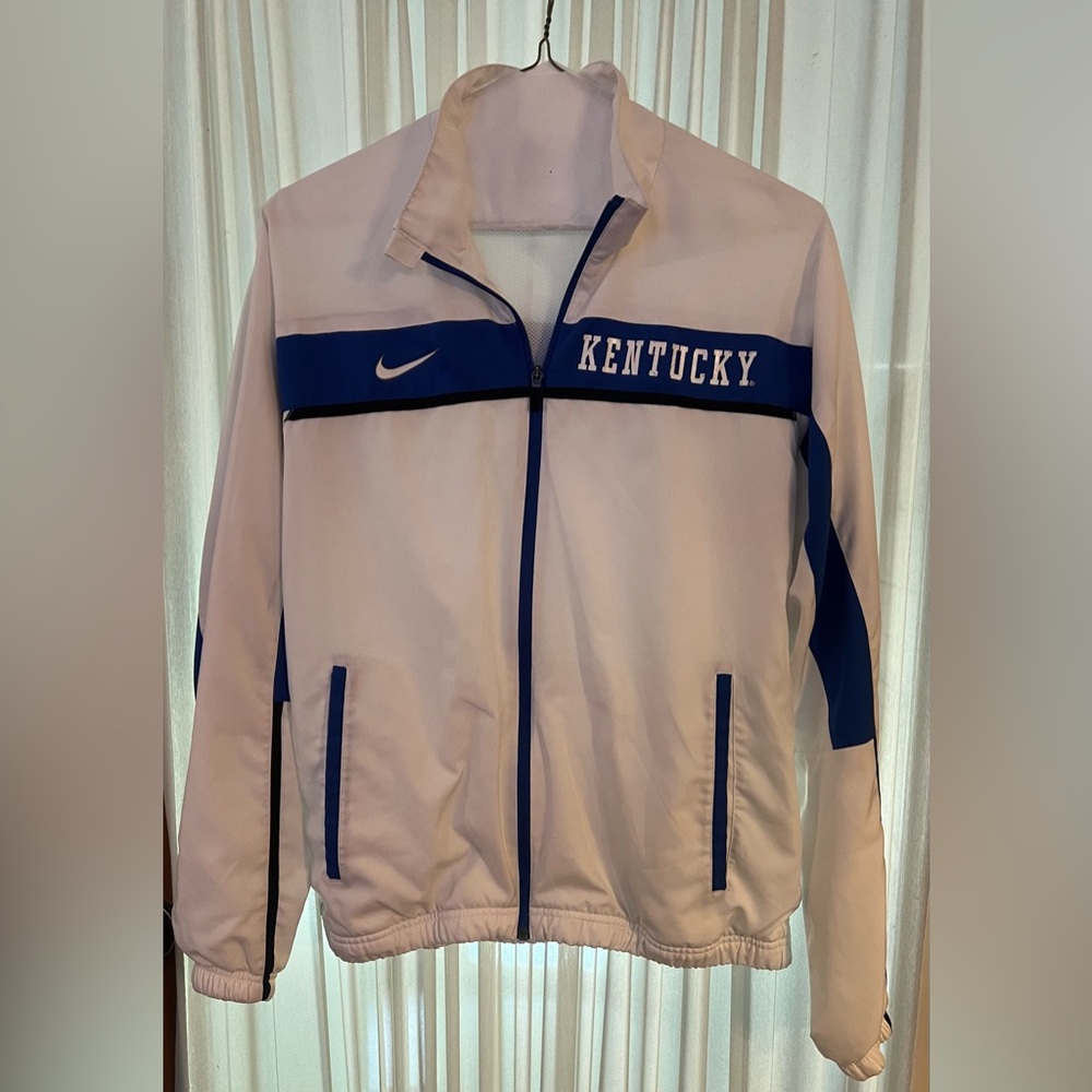 NIKE Kentucky Wildcats Jacket LADIES MED White Blue Full Zip Up Windbreaker,